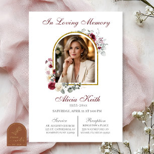 Blush and Burgundy Funeral with photo Invitation