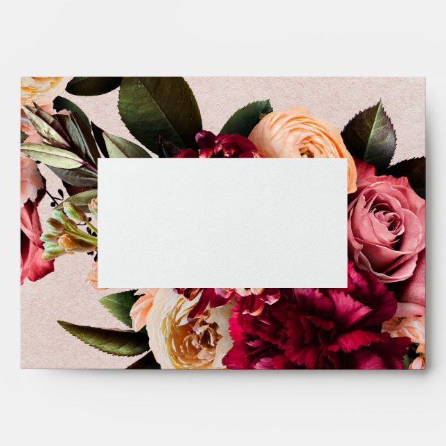 Blush and Burgundy Villa Rosae Wedding  Envelope (Front)