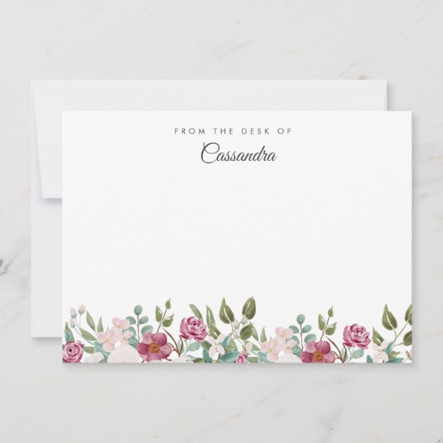Blush and Burgundy Watercolor Floral Personalised  Card (Front)