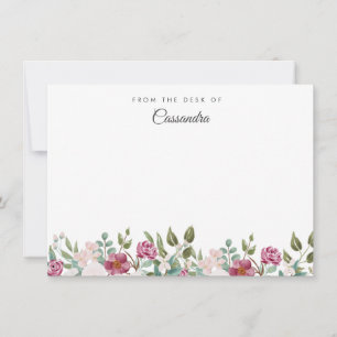 Blush and Burgundy Watercolor Floral Personalised Card