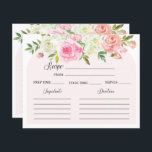 Blush and Cream Bridal Shower Recipe Card<br><div class="desc">Blush and Cream Bridal Shower Recipe Card
Matching items available.</div>