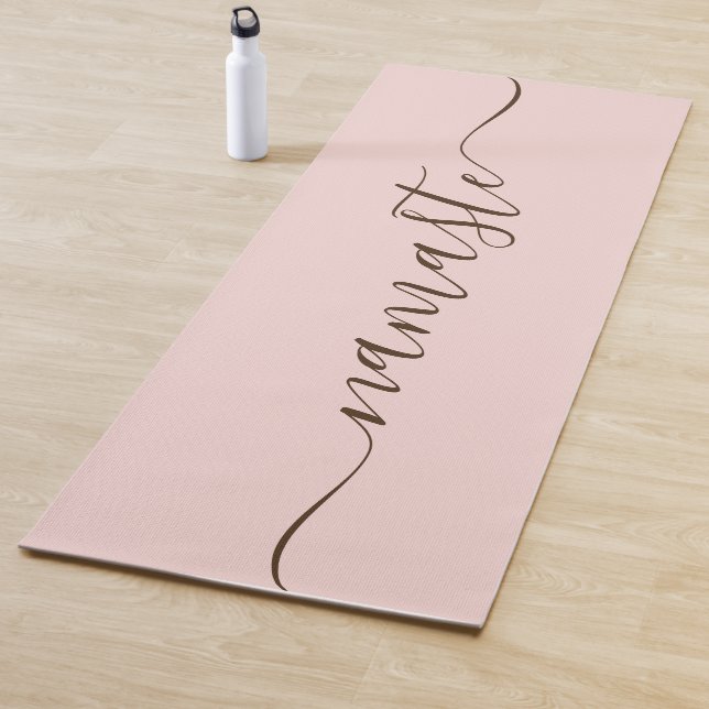 Blush and Dark Brown Elegant Swash Namaste Yoga Mat (In Situ)