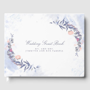 Blush and Dusty Blue Floral Wedding Guest Book