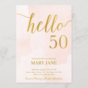 blush and gold 50th birthday invitation