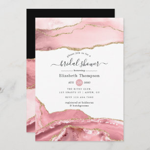 Blush and Gold Agate Bridal Shower Invitation