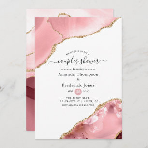 Blush and Gold Agate Couples Shower Invitation