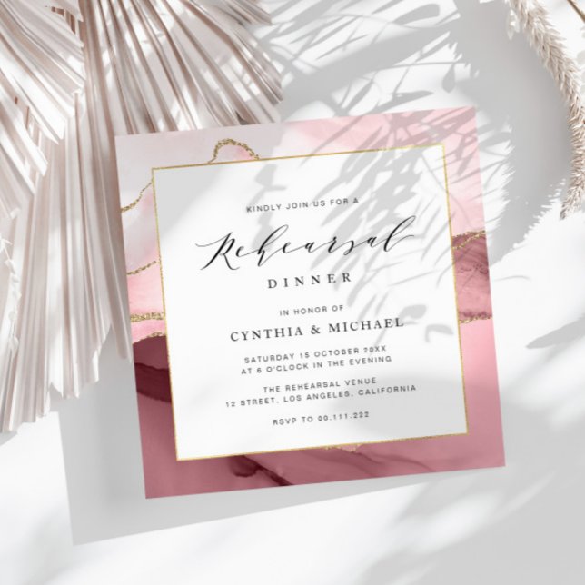 blush and gold agate rehearsal dinner invitation (Creator Uploaded)
