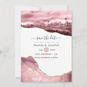 Blush and Gold Agate Wedding Save The Date