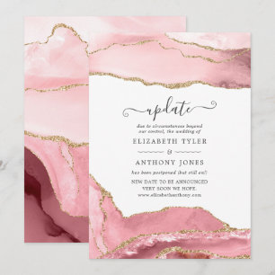 Blush and Gold Agate Wedding Update Invitation