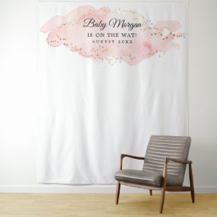 Blush and Gold Baby Shower Backdrop Photo Prop Tapestry