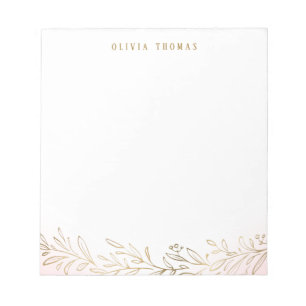 Blush and gold botanical personalised Stationery Notepad