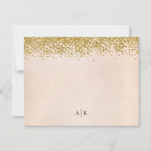 Blush and Gold Confetti Monogrammed Stationery Card