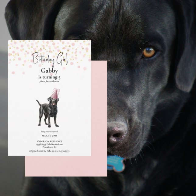 Blush and Gold Custom Watercolor Dog Invitation (Creator Uploaded)