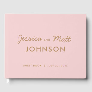 Blush and Gold Cute Modern Wedding Guest Book
