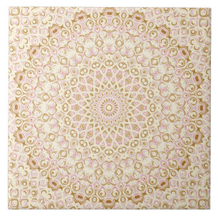 Blush and Gold Decorative Mandala Tile