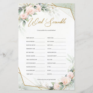 Blush and gold eucalyptus Word Scramble game