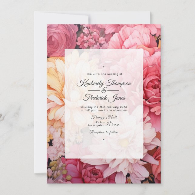 Blush and Gold Floral Wedding Invitation (Front)