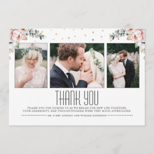 Blush and Gold   Floral Wedding Thank You Photo