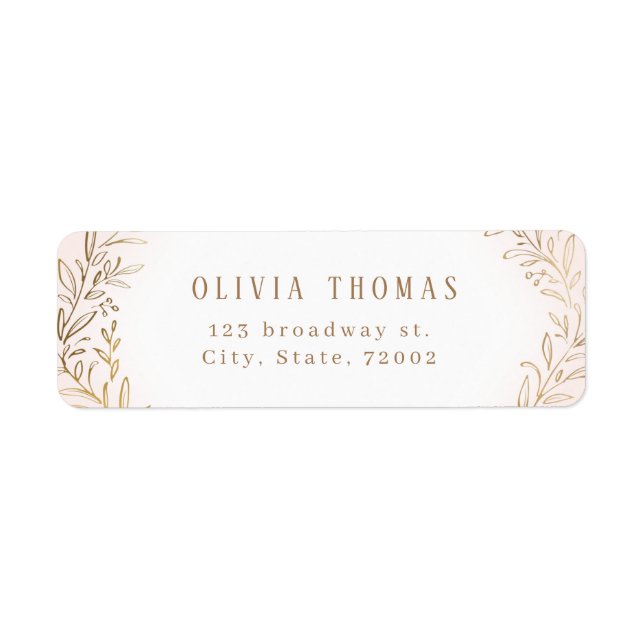 Blush and gold gilded botanical return address (Front)