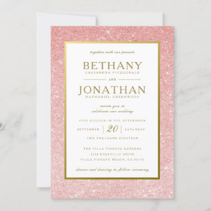 Blush and Gold Glitter Wedding Invitation