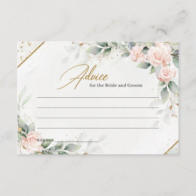 Blush and gold greenery Advice for bride and groom Enclosure Card (Front)