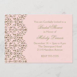 Blush and Gold Lace Invitation