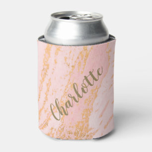 Blush and Gold Marble Pattern Personalised    Can Cooler