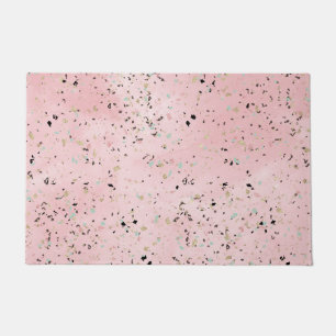 Blush and gold marble terrazzo design doormat