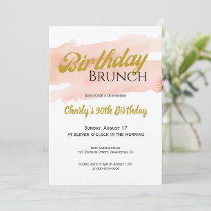 Blush and Gold Modern Brunch Celebration Invitation