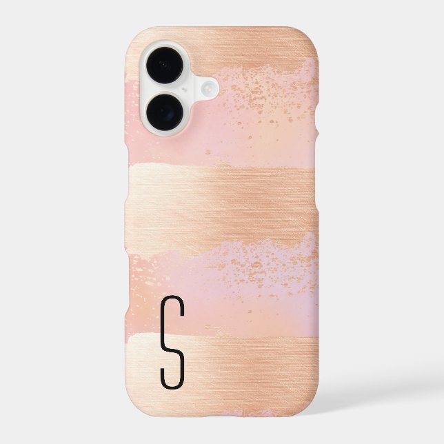 Blush and Gold Monogrammed iPhone 7 Plus Case (Back)