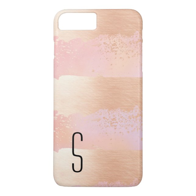Blush and Gold Monogrammed iPhone 7 Plus Case (Back)