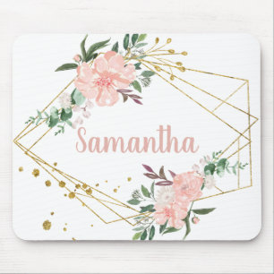 Blush and Gold Personalised Mouse Mat