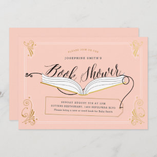 Blush and Gold Storybook Custom Colour Baby Shower Invitation