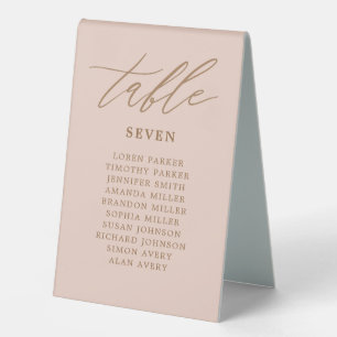 Blush and Gold Wedding Seating Chart  Table Number