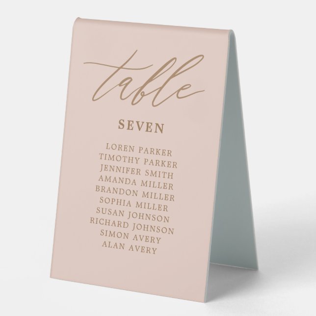 Blush and Gold Wedding Seating Chart  Table Number (Front)