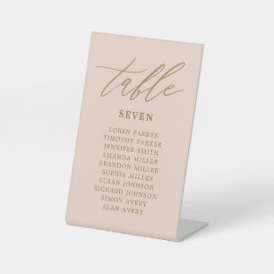Blush and Gold Wedding Seating Chart  Table Number Pedestal Sign