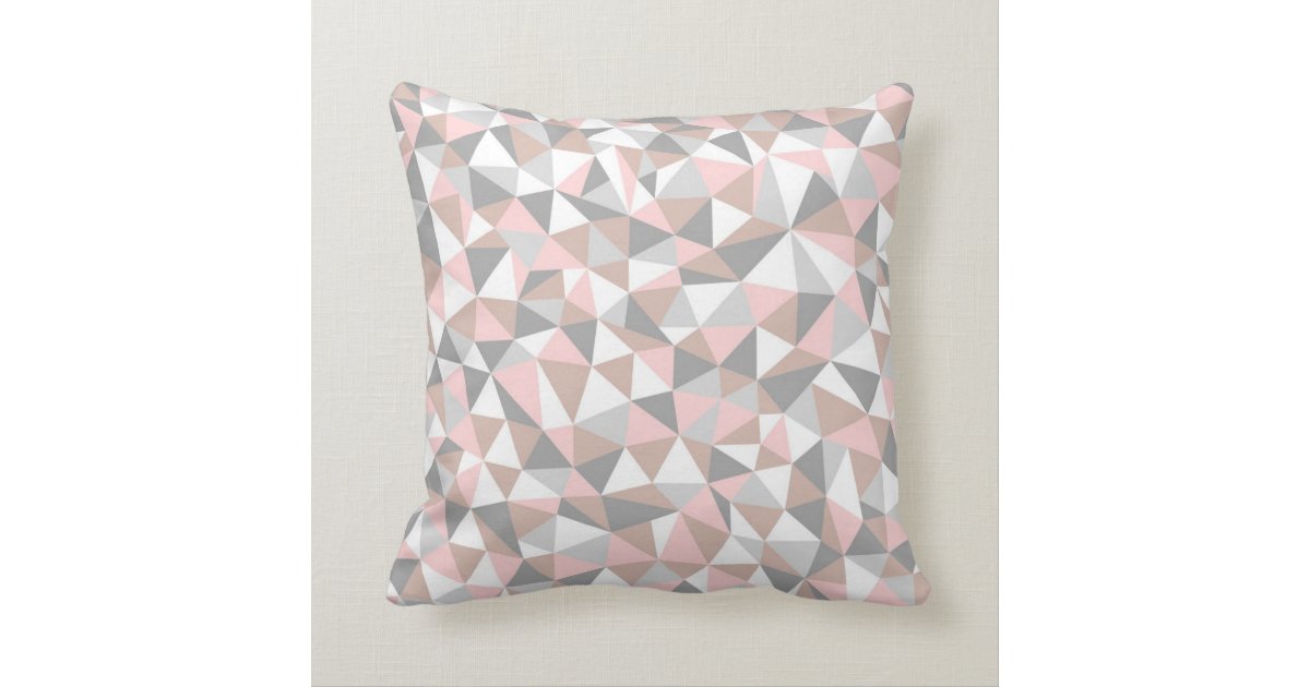 BLUSH AND GRAY GEOMETRIC PATTERN PILLOW Zazzle.co.uk