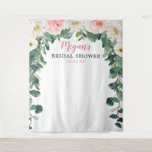 Blush and Greenery Bridal Shower Backdrop Tapestry