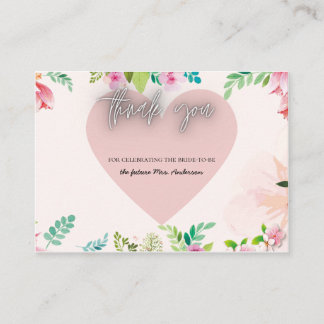 Blush and Greenery Bridal Shower Thank You Card