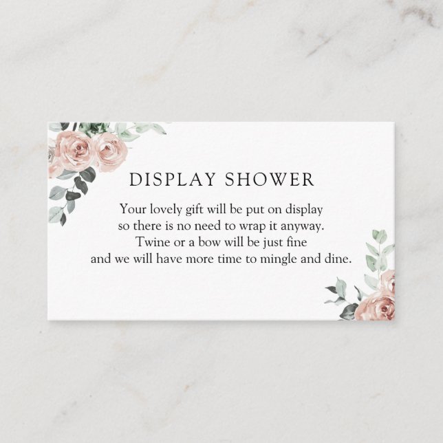 Blush and Greenery Display Shower Enclosure Card (Front)