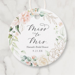 Blush and Greenery Miss to Mrs Bridal Shower Favour Tags