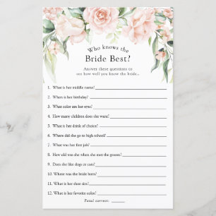 Blush and Greenery Who Knows the Bride Best Game