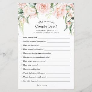 Blush and Greenery Who Knows the Couple Best Game