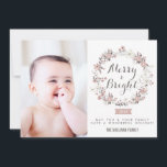 Blush and Grey Christmas Wreath Holiday Photo Card<br><div class="desc">Blush and Grey Christmas Wreath Holiday Photo Card 
 Customisable holiday photo card featuring calligraphy texts and blush and grey Christmas wreath.</div>