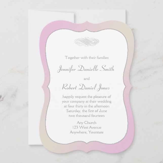 Blush and Grey Romantic Wedding Invitation (Front)