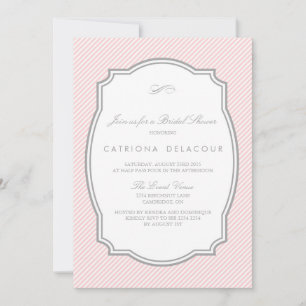 BLUSH AND GREY STRIPED BRIDAL SHOWER INVITATION