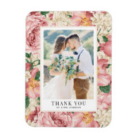 Blush and Ivory Flowers Photo Wedding Thank You