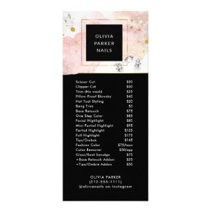 Blush and Marble   Salon Price List Services Rack Card