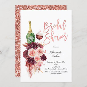 Blush and Marsala Wine Bridal Shower Invitation