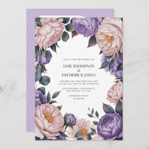 Blush and Mauve Watercolor Floral Wedding QR Code Invitation